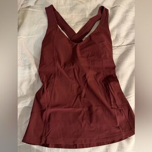 lululemon tank with built in bra, size 4, maroon